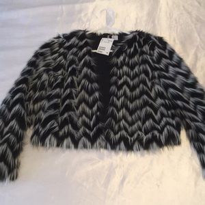 Black and white faux fur jacket